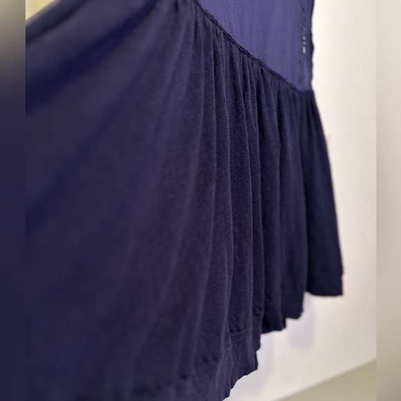 Free People Bella Babydoll Tank Top Navy Blue Tie back Woman Large New XS - Picture 5 of 11